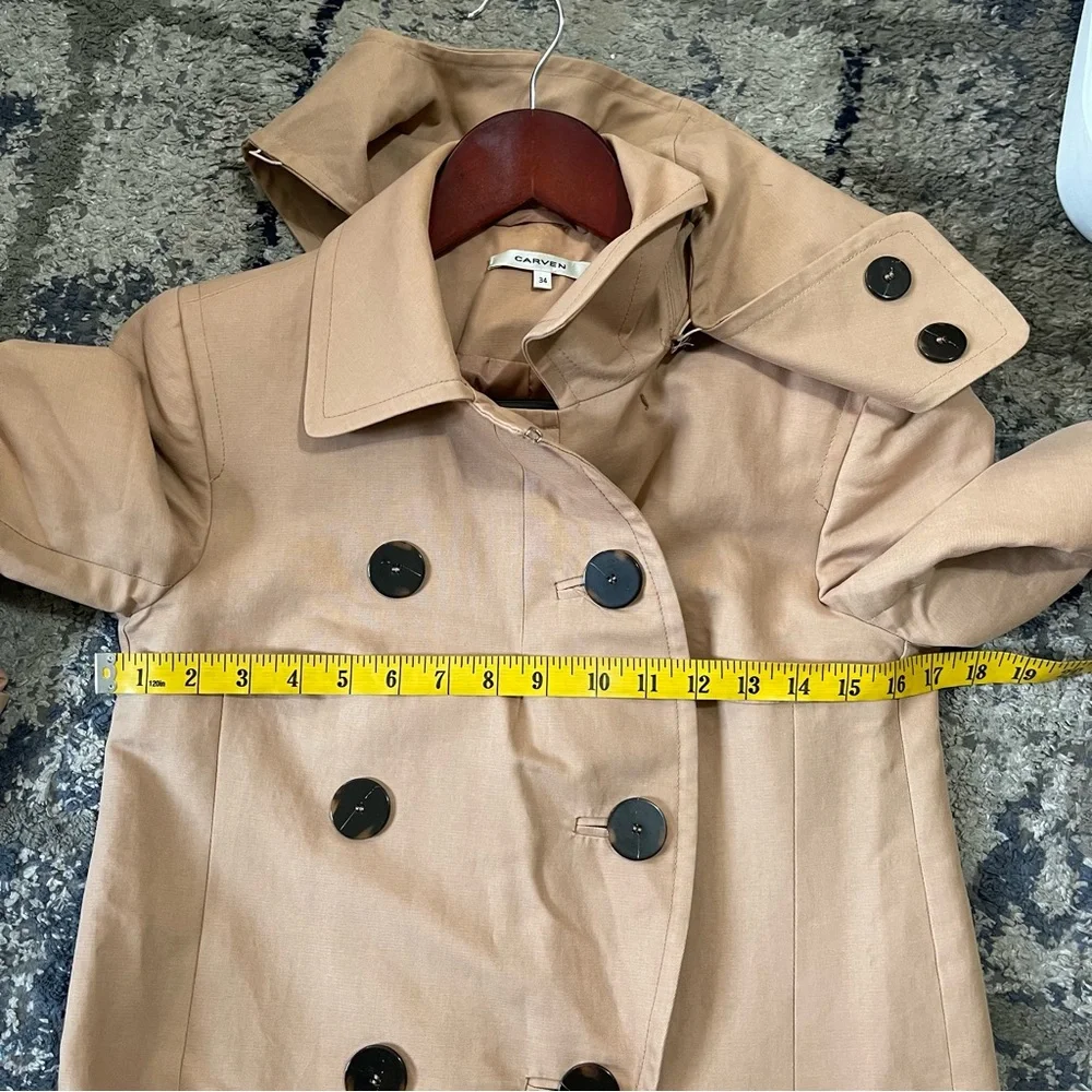 Carven Tan Hooded Trench‎ Coat Size 34 USA XS